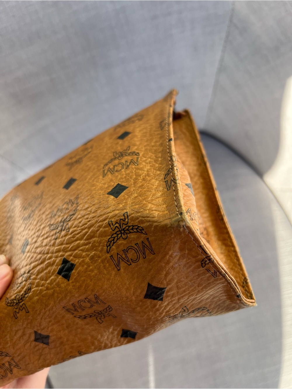 MCM Visetos Leather Vintage Clutch Hand Bag Purse Brown - Picture 12 of 16
